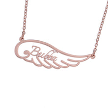 Custom name engraved on personalized angel wing jewelry pendant