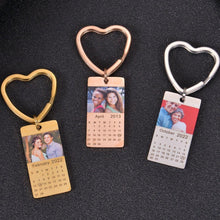 Three color options of custom calendar keychain side by side