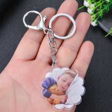 Personalized flower keychain featuring a favorite baby or child photo as a meaningful gift.