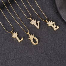 Collection of Diamond Studded Crown Alphabet Necklace