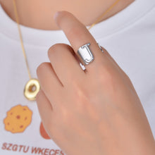 Woman wearing personalized chunky letter ring