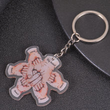 Fist bump keychain with big hand and five kid names