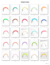 A chart showing 25 different colors of chain links. Each chain link is a different color and is shown in a square with a white background.