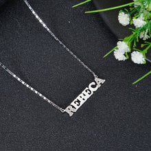 Silver personalized old english name necklace with diamond letters