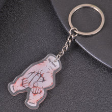 Fist bump keychain with big hand and two kid names