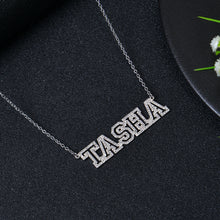 Silver personalized name necklace with sparkling pendant