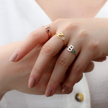 Open band adjustable detail on personalized ring