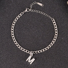 Silver custom initial charm bracelet with CZ letter charm
