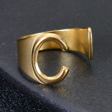 Gold personalized chunky initial ring