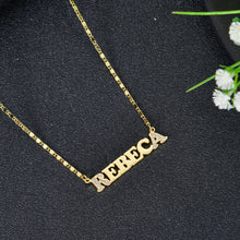 Gold personalized old english name necklace with diamond letters