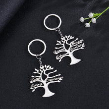 Custom tree keychain laid flat on jewelry display