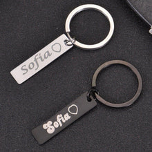 Black personalized engraved bar keychain with custom name