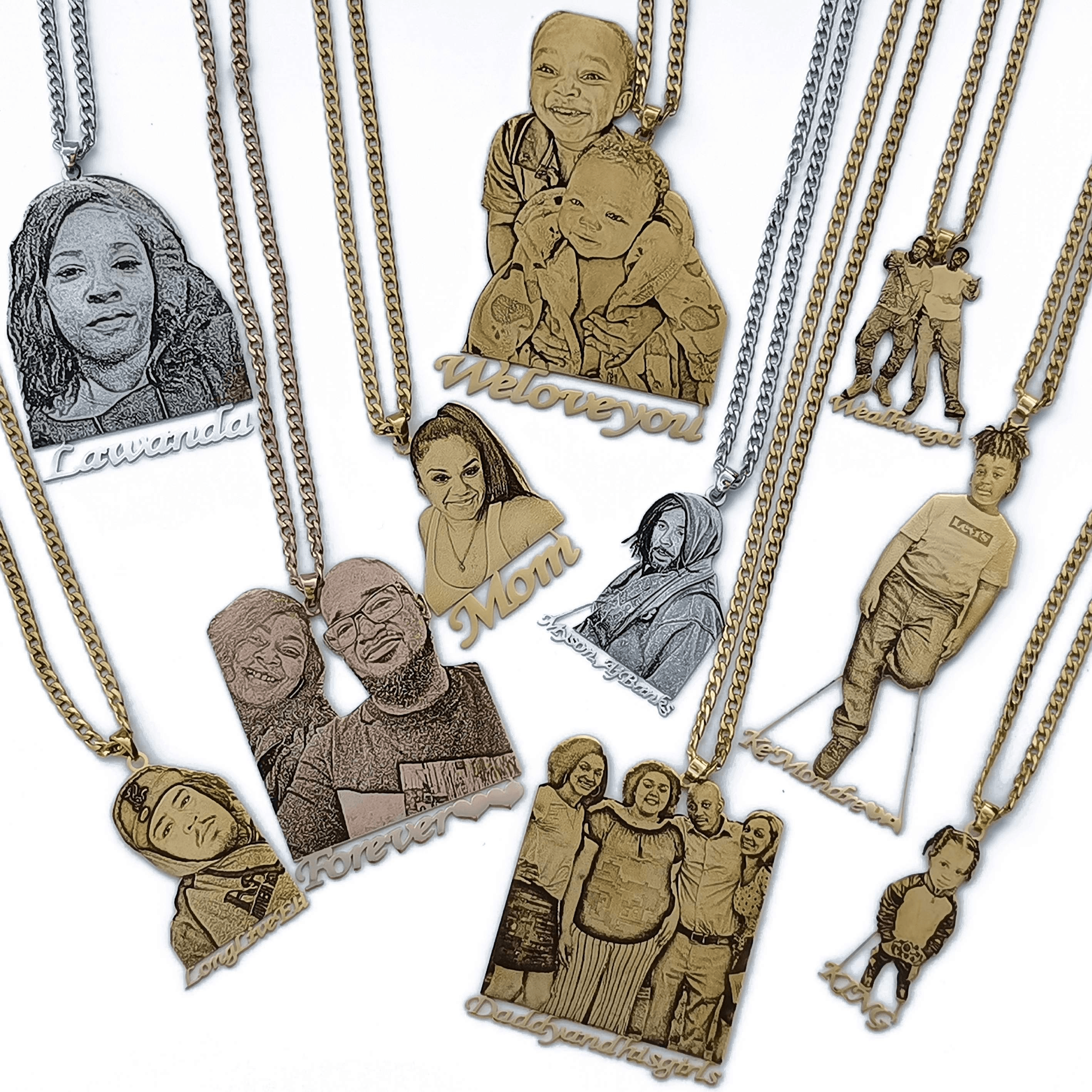Personalized Picture Engraved Custom Necklace Pendant Photo Charm