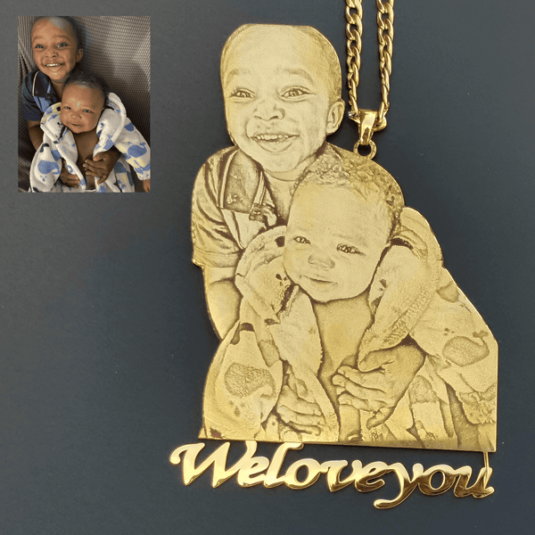 Family Photo Laser Engraved Necklace