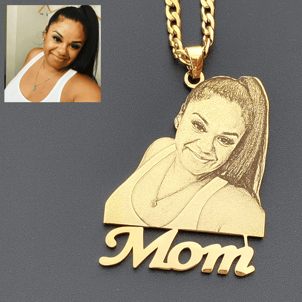 Gold pendant photo discount engraved