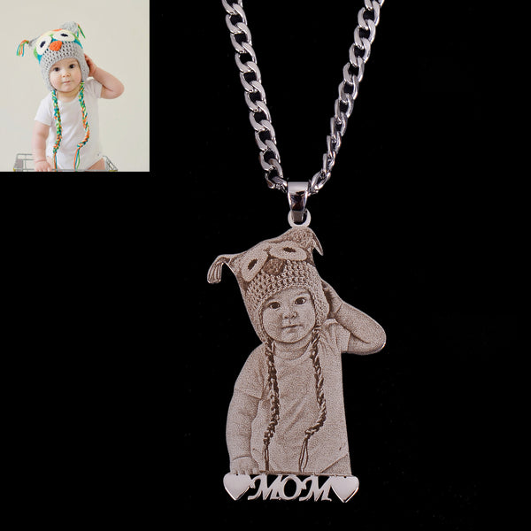 Personalized Portrait Necklace Colors / Link Chain / 18