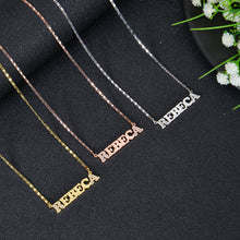 Three color options of custom name necklace side by side