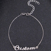 Silver personalized cursive name bracelet with cubic zirconia