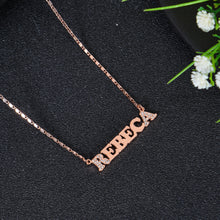 Rose gold personalized old english name necklace with diamond letters