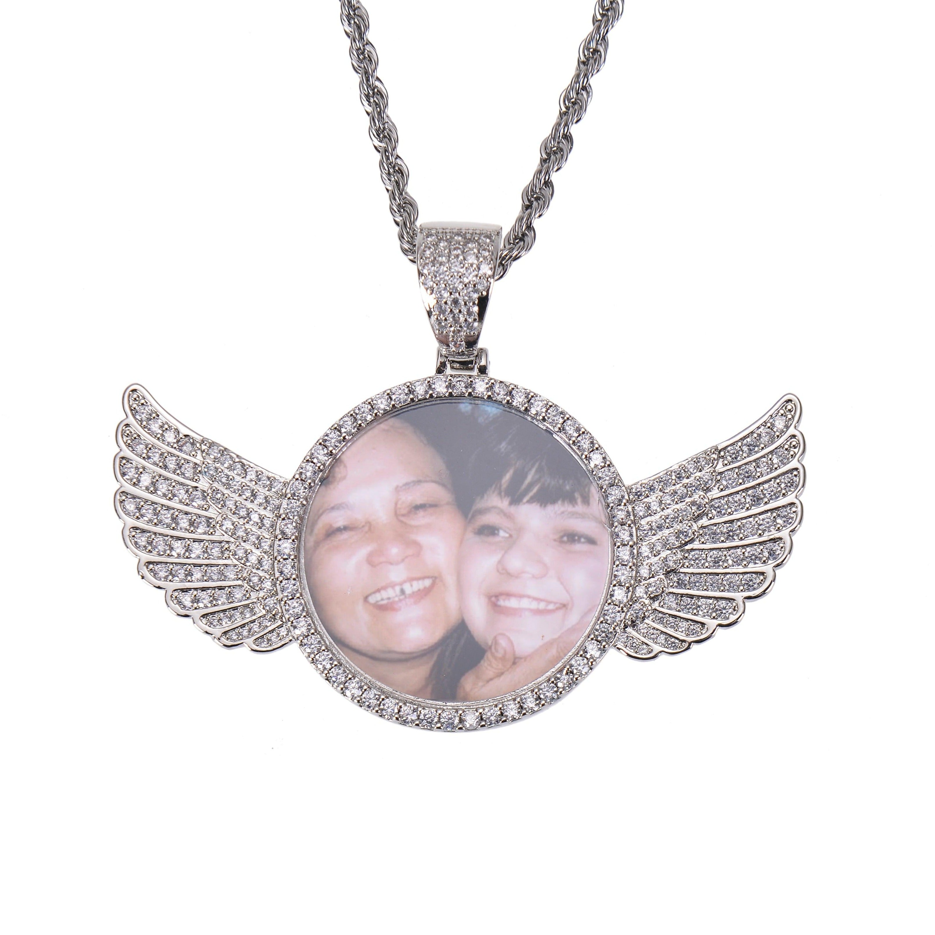 Amazon.com: Sterling Silver 1/20ct TDW Diamond Angel Wing Necklace by DZON  for Women(I-J, I2) : Clothing, Shoes & Jewelry