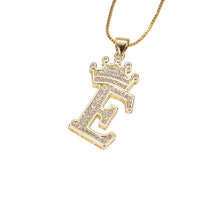 Custom E Crown Initial Necklace