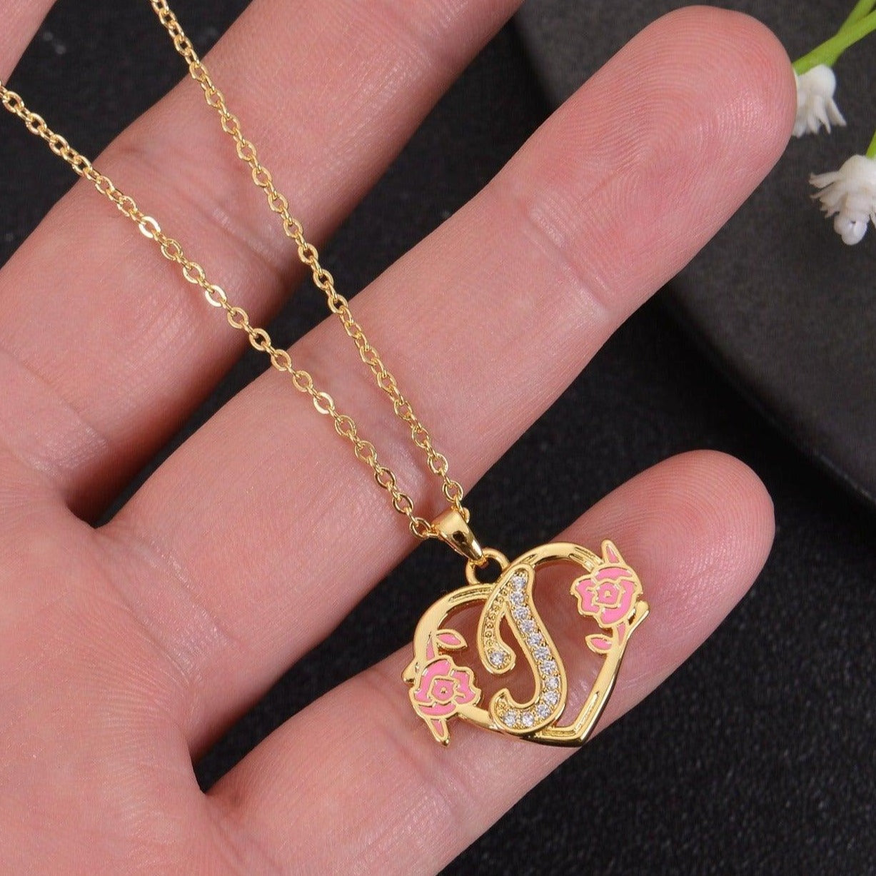 Heart initial store necklace