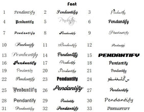 A chart showing 33 different font styles for the word 