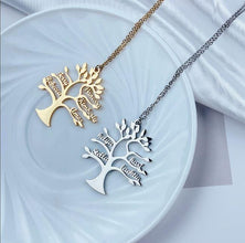 Silver personalized family tree keychain with engraved names