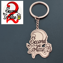 Rose gold custom logo keychain featuring personalized artwork and company branding
