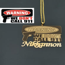 gold and black color logo engraved necklace
