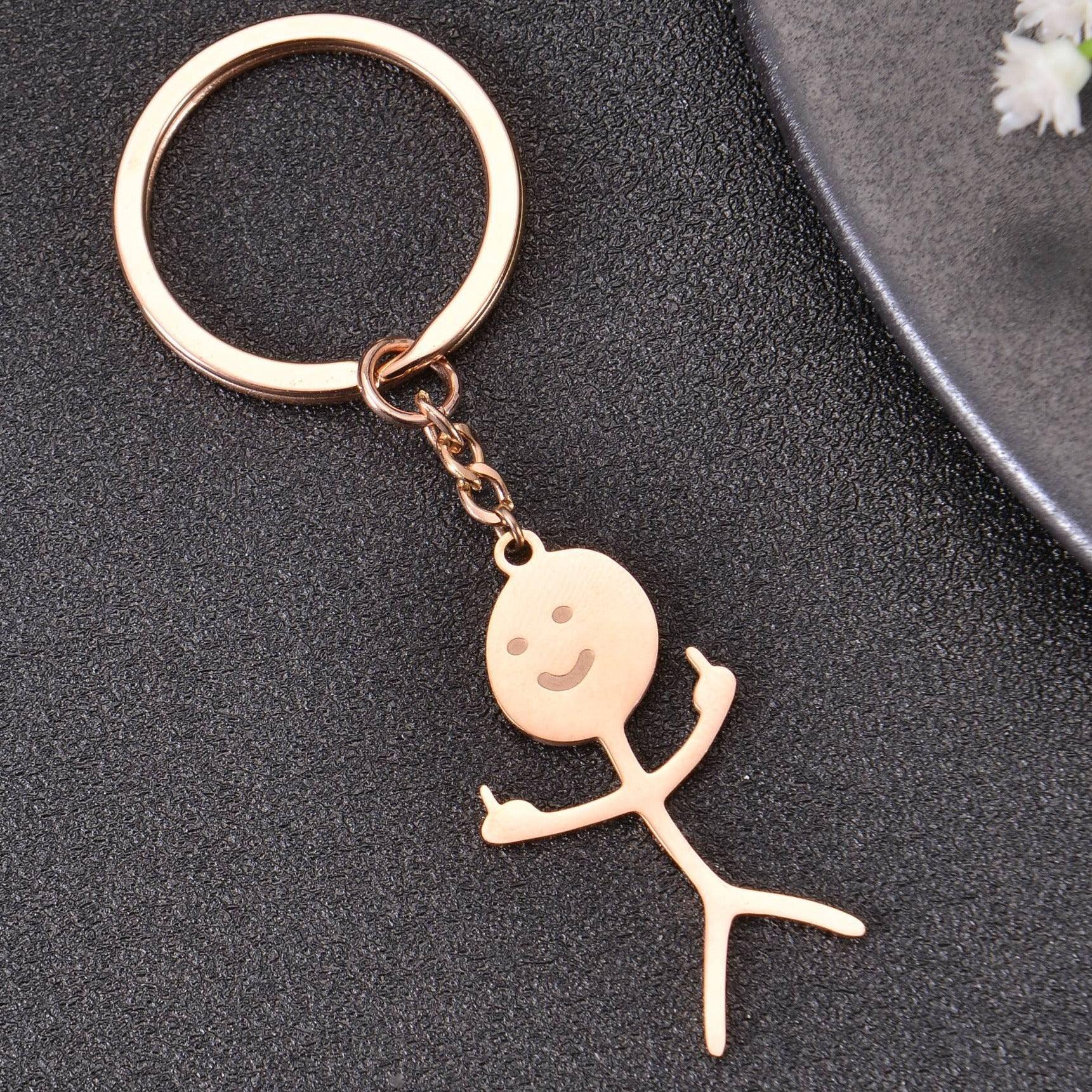 Middle Finger Keychain Gold Brass Keychain for Men Women Boyfriend, Unique  Funny Punk Key Accessories 