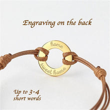 image of round bracelet showing engraving on the back