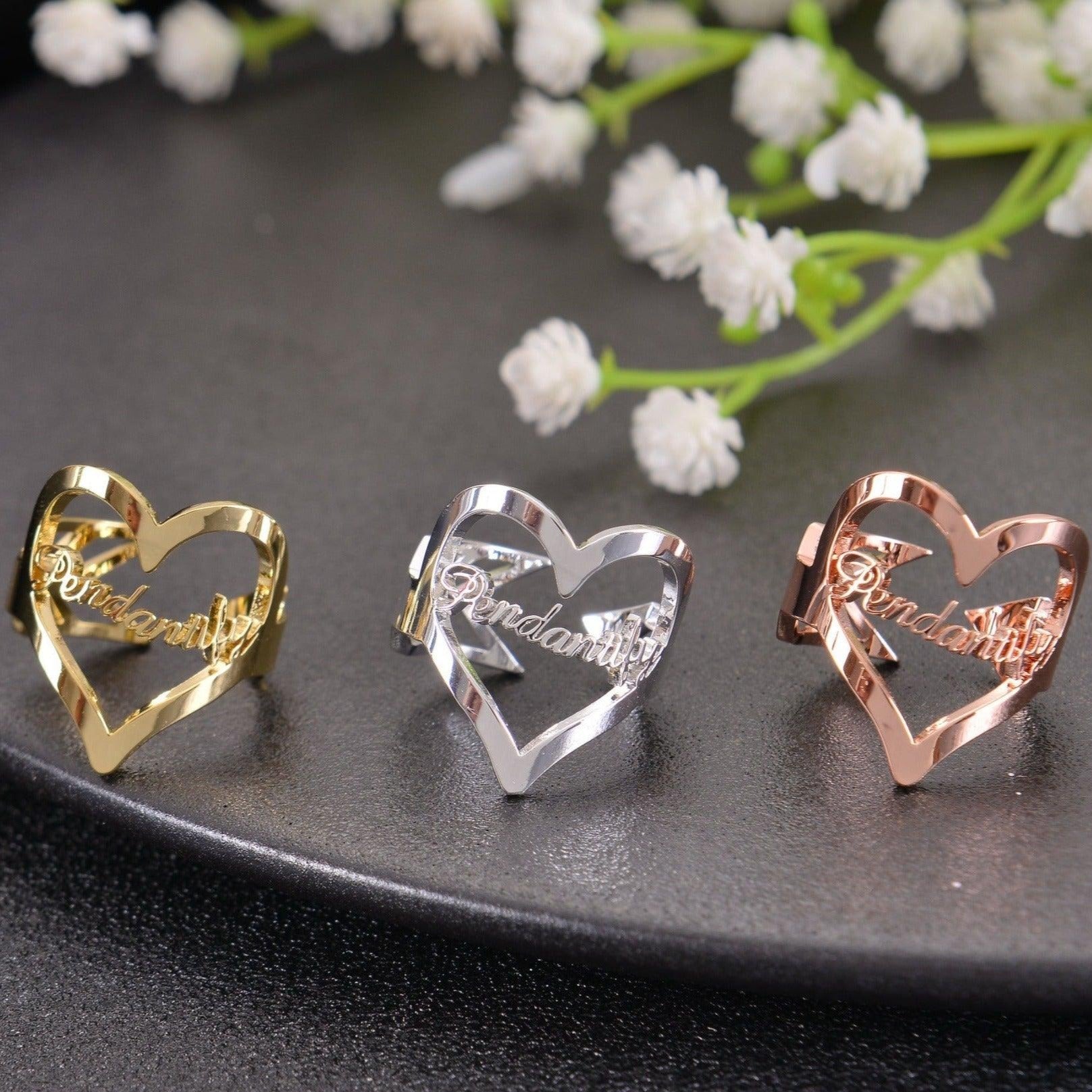 personalized heart ring with name