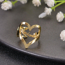heart shape ring with name