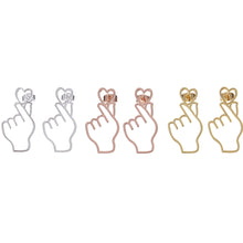 Three color options of Korean finger heart stud earrings
