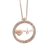 Rose gold personalized heartbeat name pendant necklace