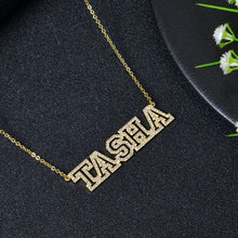 Gold personalized name necklace with sparkling pendant