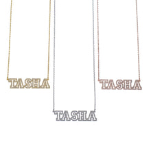 Gold silver and rose gold name necklaces together