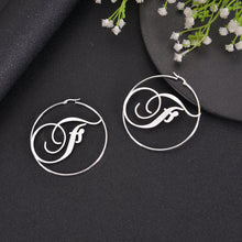 Silver personalized script initial hoop earrings