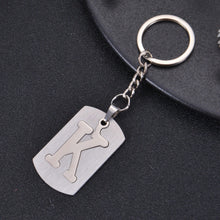 Silver personalized initial dog tag keychain