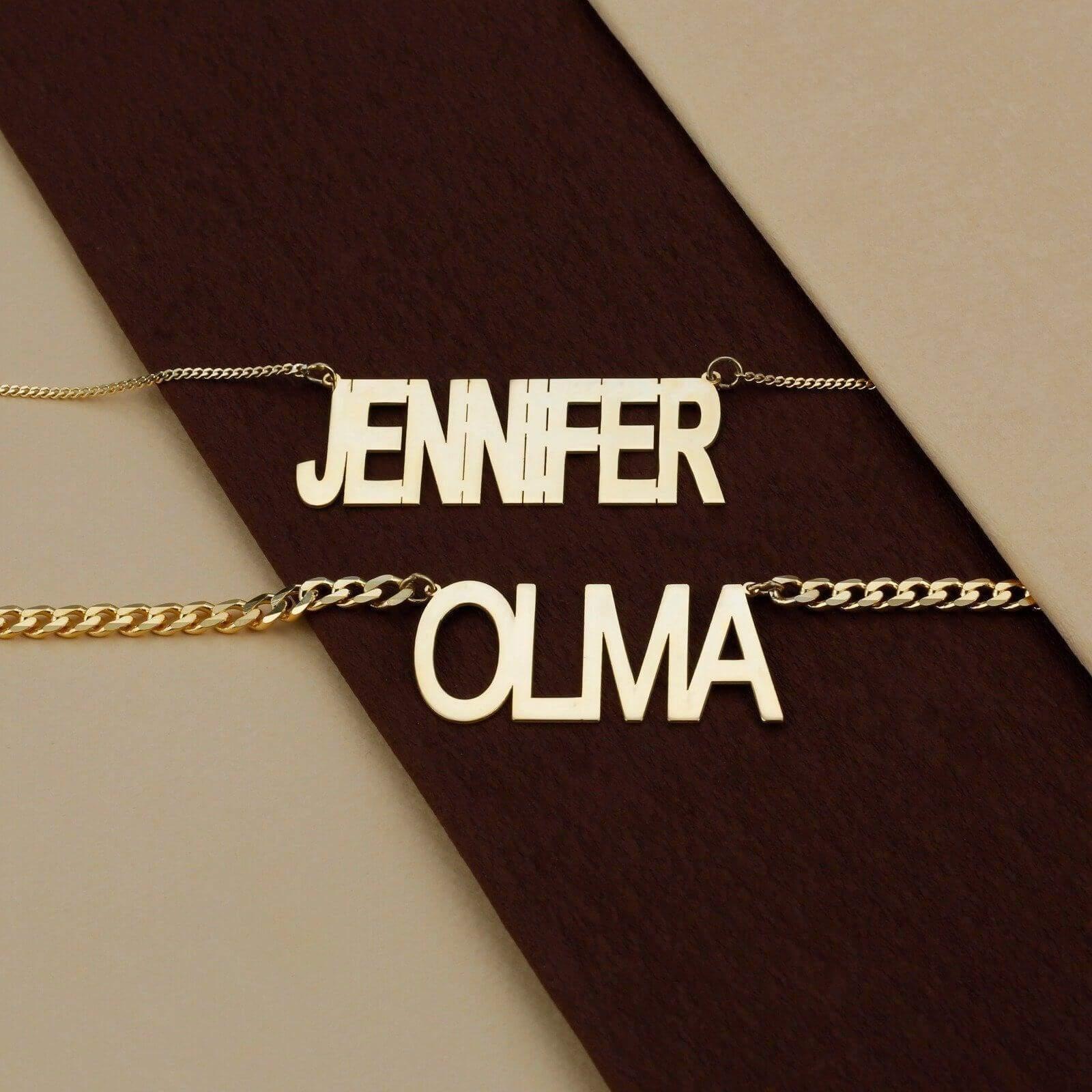 Big gold hot sale name necklace