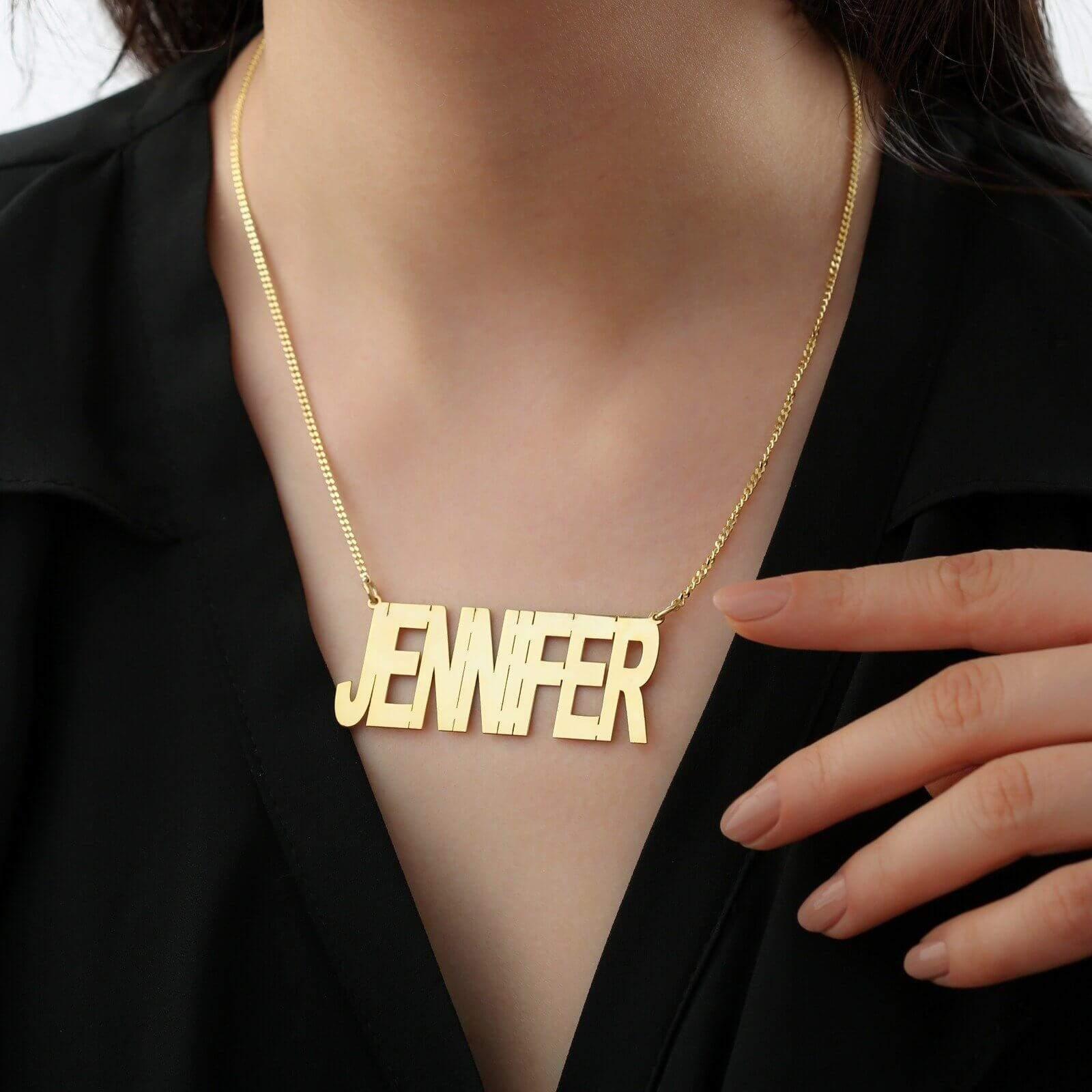 Oversized deals name necklace