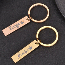 Gold personalized engraved bar keychain with custom name