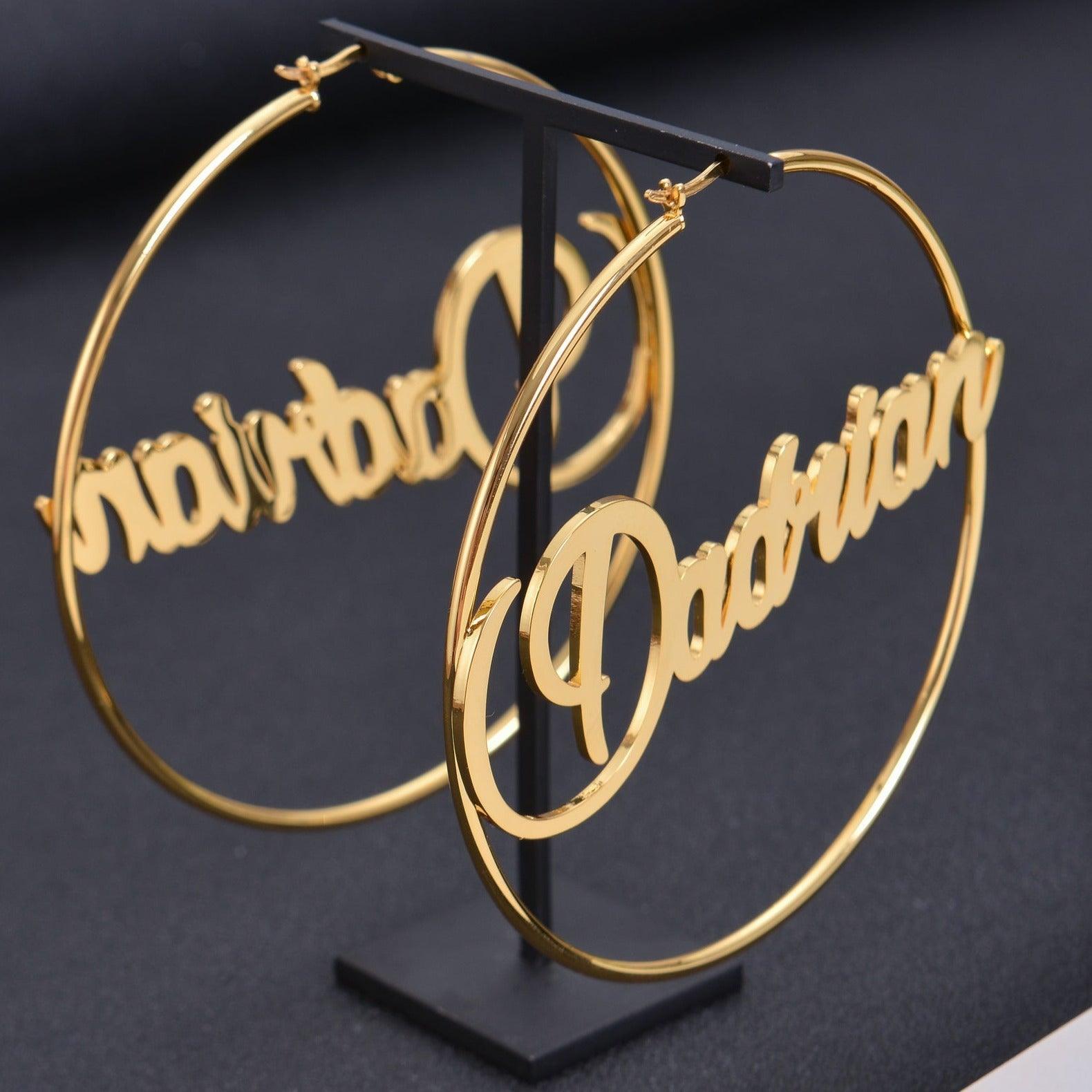 Custom Name Hoop Earrings For Women Luxury Designer Diy Letter Earrings  Customize Letters Gold Hoops Jewelry Family Friends Couple Love Gift From  Gracezhangsstudio, $6.2