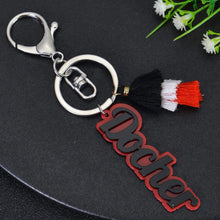 Custom name keychain displaying glitter lettering