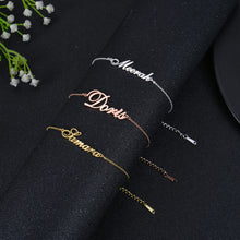 Gold, silver, and rose gold name anklets shown together