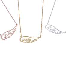 personalised name necklace with angel wings