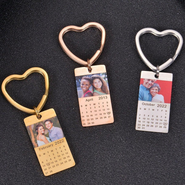Valentine's Day Customizable Engraved Calendar Keychain Heart