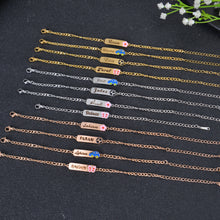 Pendantify personalized name bar bracelets featuring engraved names with colorful emoji icons in rose gold, gold, and silver finishes.