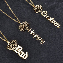 birth flower necklace with customized text